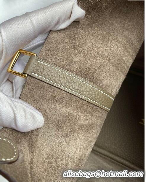 Famous Brand Hermes Picotin Lock Bag 18cm/22cm in Taurillon Clemence Leather  H2901 Etoupe/Gold (Pure Handmade)