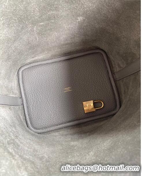 Promotional Hermes Picotin Lock Bag 18cm/22cm in Taurillon Clemence Leather Cumulonimbus H2901 Cumulonimbus Grey/Gold (P