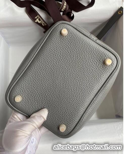 Promotional Hermes Picotin Lock Bag 18cm/22cm in Taurillon Clemence Leather Cumulonimbus H2901 Cumulonimbus Grey/Gold (P