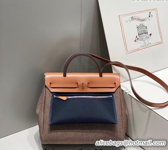 Top Quality Hermes Herbag Zip Bag PM 31cm in Check Canvas 0521 Brown 2024