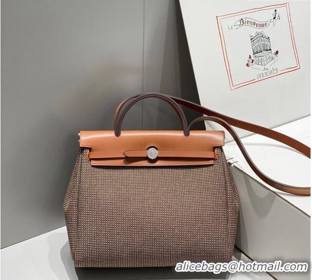 Top Quality Hermes Herbag Zip Bag PM 31cm in Check Canvas 0521 Brown 2024