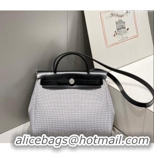 Top Quality Hermes Herbag Zip Bag PM 31cm in Check Canvas 0521 Black/White 2024