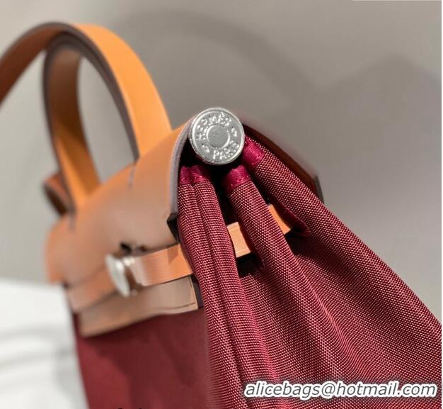 Luxury Discount Hermes Herbag Zip Bag PM 31cm in Canvas 0521 Bordeaux Red 2024