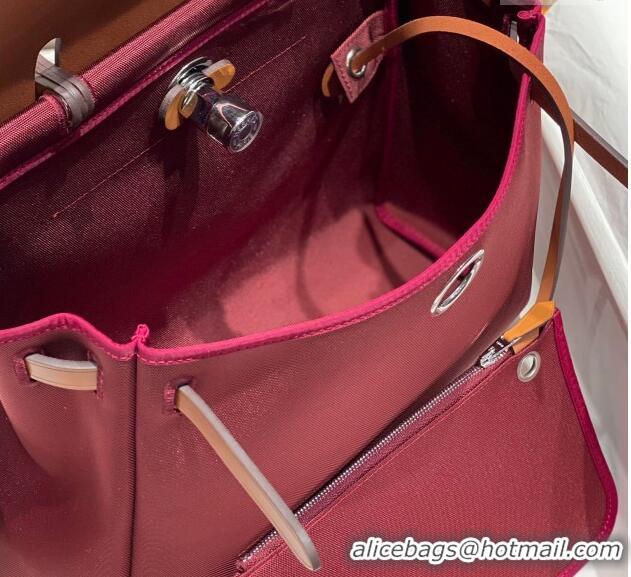 Luxury Discount Hermes Herbag Zip Bag PM 31cm in Canvas 0521 Bordeaux Red 2024