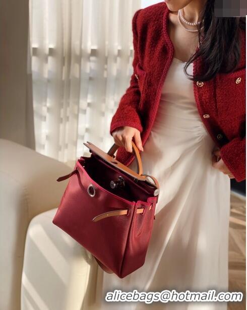 Luxury Discount Hermes Herbag Zip Bag PM 31cm in Canvas 0521 Bordeaux Red 2024