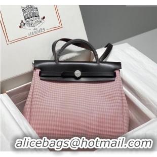 Buy Fashionable Hermes Herbag Zip Bag PM 31cm in Check Canvas 0521 Pink 2024