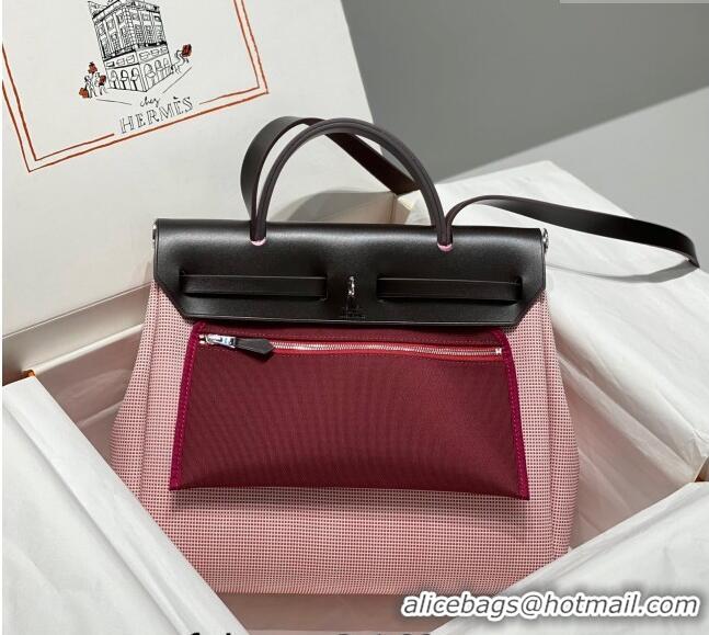 Buy Fashionable Hermes Herbag Zip Bag PM 31cm in Check Canvas 0521 Pink 2024