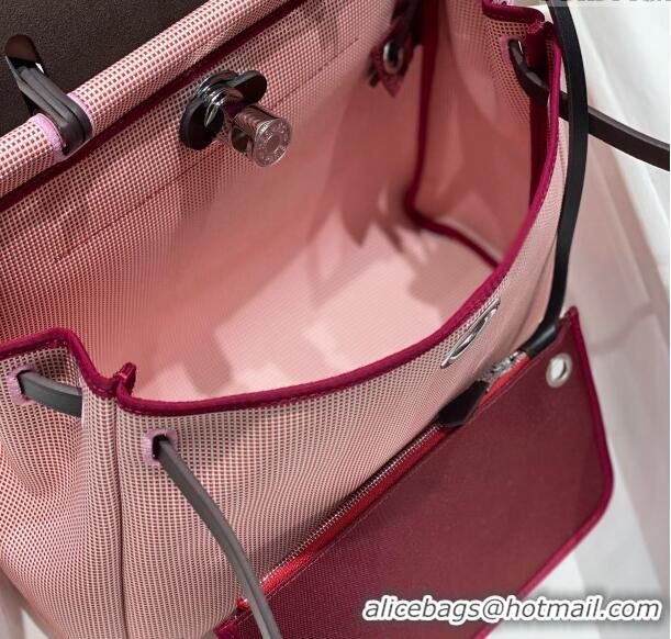 Buy Fashionable Hermes Herbag Zip Bag PM 31cm in Check Canvas 0521 Pink 2024