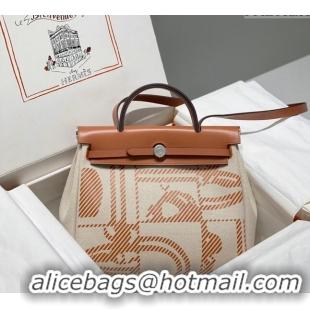 Super Quality Hermes Herbag Zip Bag PM 31cm in Printed Canvas 0521 Brown 2024