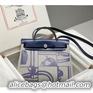 Best Price Hermes Herbag Zip Bag PM 31cm in Printed Canvas 0521 Blue 2024