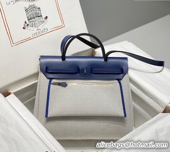 Best Price Hermes Herbag Zip Bag PM 31cm in Printed Canvas 0521 Blue 2024