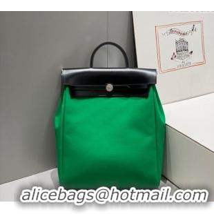 Buy Discount Hermes Herbag A Dos Zip Backpack Bag 29cm in Canvas H0521 Bamboo Green 2024