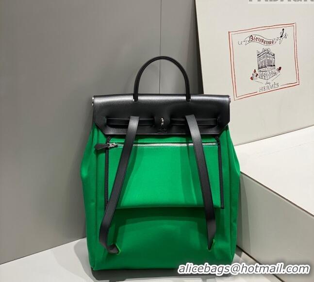 Buy Discount Hermes Herbag A Dos Zip Backpack Bag 29cm in Canvas H0521 Bamboo Green 2024