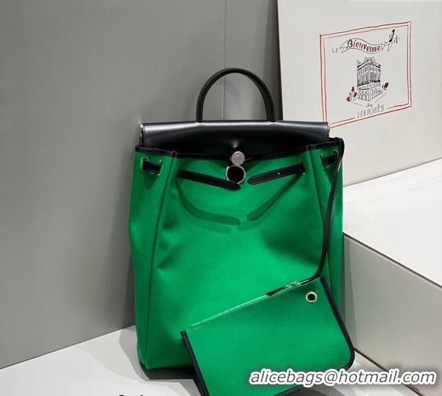 Buy Discount Hermes Herbag A Dos Zip Backpack Bag 29cm in Canvas H0521 Bamboo Green 2024