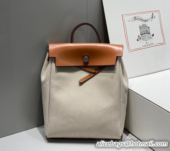 Cheapest Hermes Herbag A Dos Zip Backpack Bag 29cm in Canvas H0521 Brown/Apricot 2024