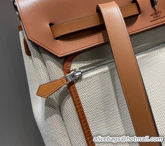 Cheapest Hermes Herbag A Dos Zip Backpack Bag 29cm in Canvas H0521 Brown/Apricot 2024