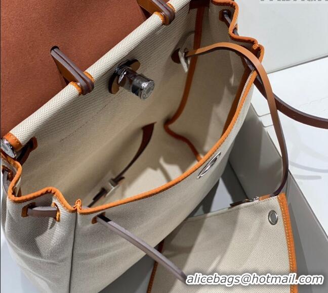 Cheapest Hermes Herbag A Dos Zip Backpack Bag 29cm in Canvas H0521 Brown/Apricot 2024