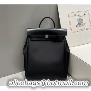 Top Grade Hermes Herbag A Dos Zip Backpack Bag 29cm in Canvas H0521 Black/Silver 2024