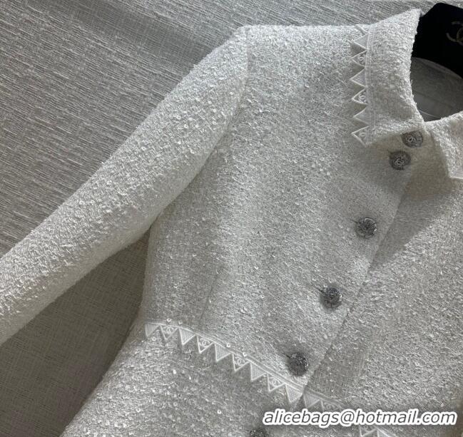 Grade Discount Chanel Tweed Jacket Dress CH051709 White 2024