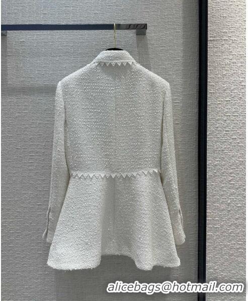 Grade Discount Chanel Tweed Jacket Dress CH051709 White 2024