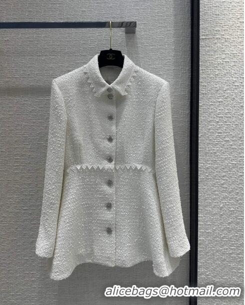 Grade Discount Chanel Tweed Jacket Dress CH051709 White 2024