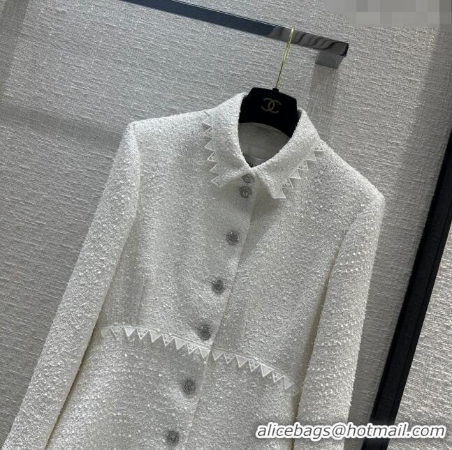 Grade Discount Chanel Tweed Jacket Dress CH051709 White 2024