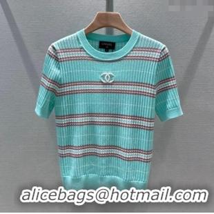 ​Trendy Design Chanel Knit Short-Sleeved Sweater CH051711 Blue 2024