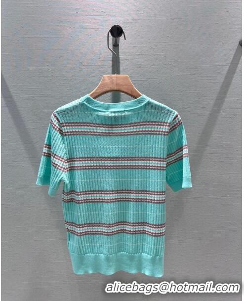 ​Trendy Design Chanel Knit Short-Sleeved Sweater CH051711 Blue 2024