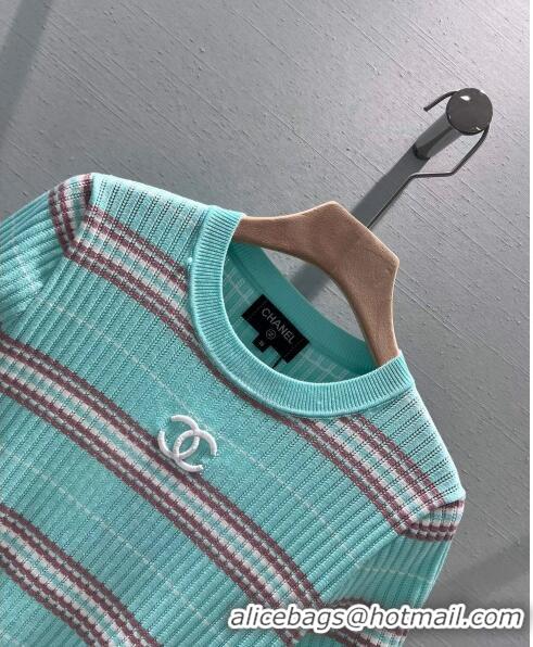 ​Trendy Design Chanel Knit Short-Sleeved Sweater CH051711 Blue 2024