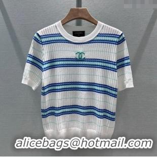 ​Super Quality Chanel Knit Short-Sleeved Sweater CH051713 White 2024