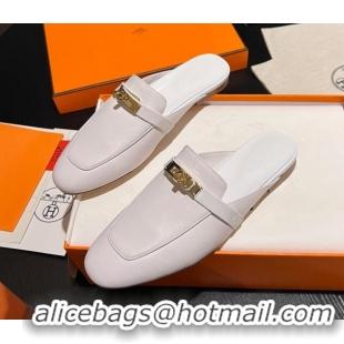 Grade Quality Hermes OZ Mules in Smooth Calfskin H041806 White 041806