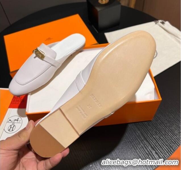 Grade Quality Hermes OZ Mules in Smooth Calfskin H041806 White 041806