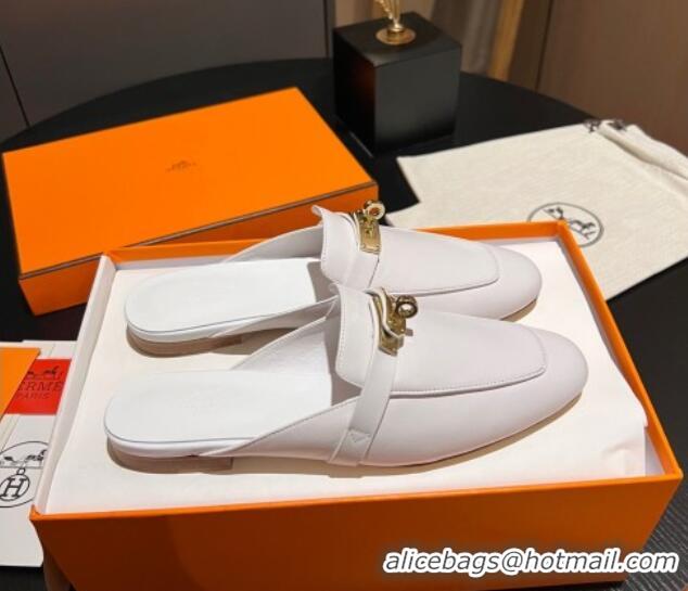 Grade Quality Hermes OZ Mules in Smooth Calfskin H041806 White 041806