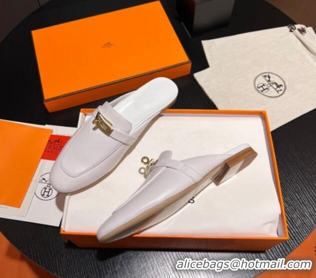 Grade Quality Hermes OZ Mules in Smooth Calfskin H041806 White 041806