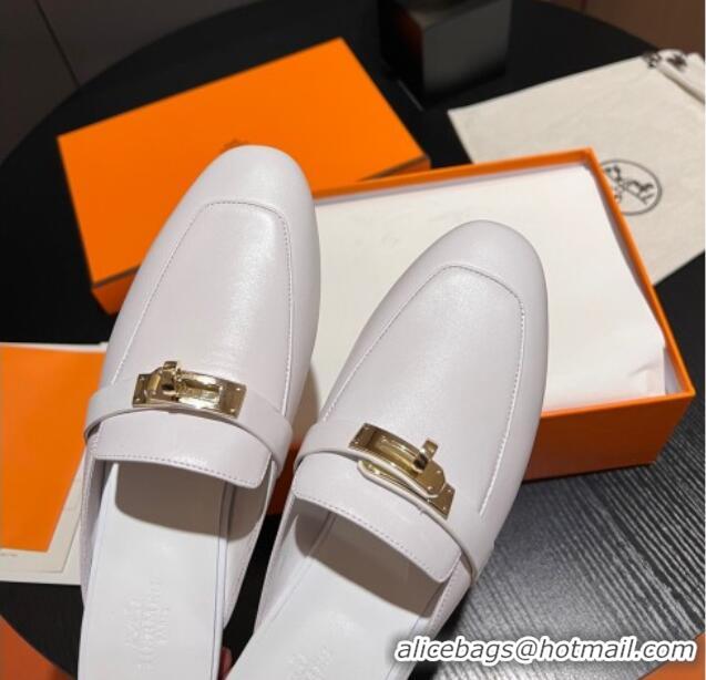 Grade Quality Hermes OZ Mules in Smooth Calfskin H041806 White 041806