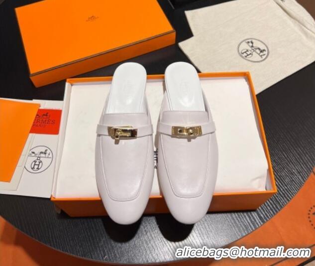 Grade Quality Hermes OZ Mules in Smooth Calfskin H041806 White 041806