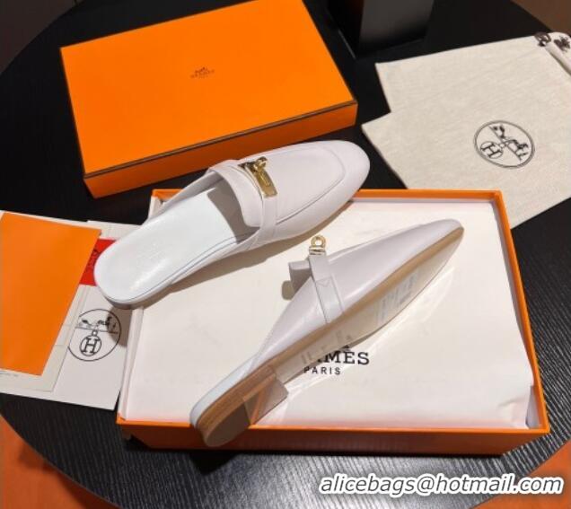 Grade Quality Hermes OZ Mules in Smooth Calfskin H041806 White 041806