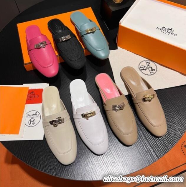 Grade Quality Hermes OZ Mules in Smooth Calfskin H041806 White 041806