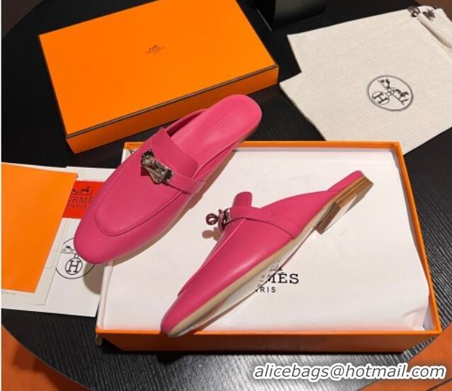 Buy Luxury Hermes OZ Mules in Smooth Calfskin H041804 Rosy 041804