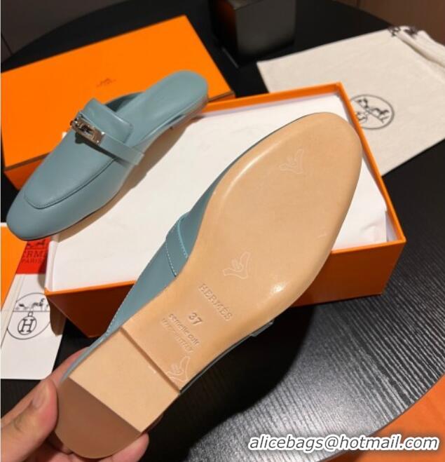 Popular Style Hermes OZ Mules in Smooth Calfskin H041808 Blue 041808