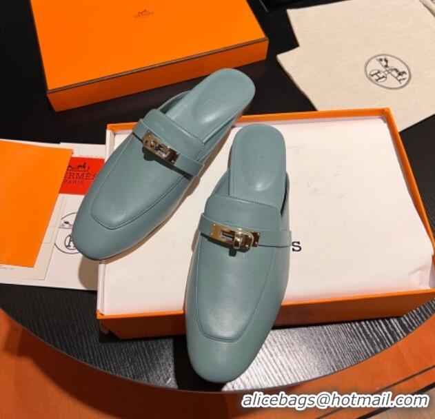 Popular Style Hermes OZ Mules in Smooth Calfskin H041808 Blue 041808