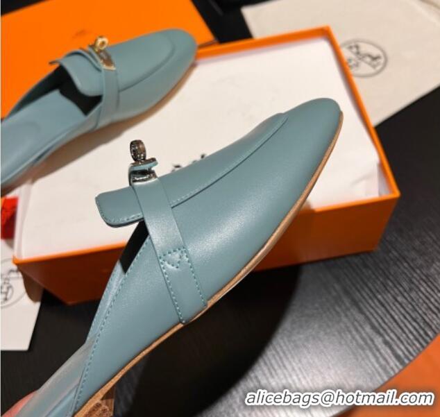 Popular Style Hermes OZ Mules in Smooth Calfskin H041808 Blue 041808