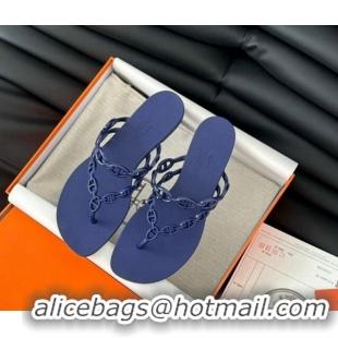 Pretty Style Hermes TPU Island Flat Slide Thong Sandals Purple 425087