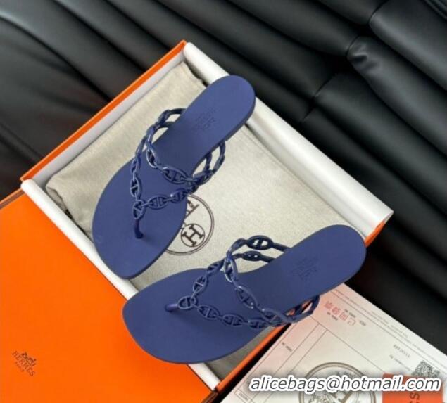 Pretty Style Hermes TPU Island Flat Slide Thong Sandals Purple 425087