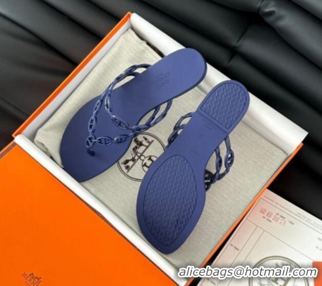 Pretty Style Hermes TPU Island Flat Slide Thong Sandals Purple 425087