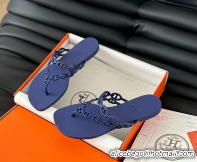 Pretty Style Hermes TPU Island Flat Slide Thong Sandals Purple 425087