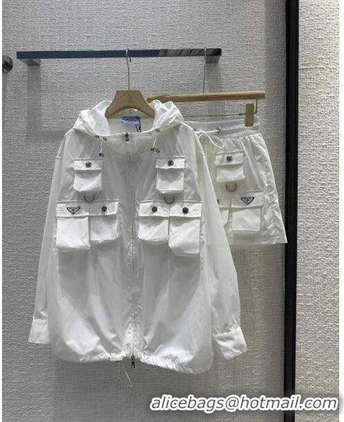 ​Famous Brand Prada Jacket and Shorts P051722 White 2024