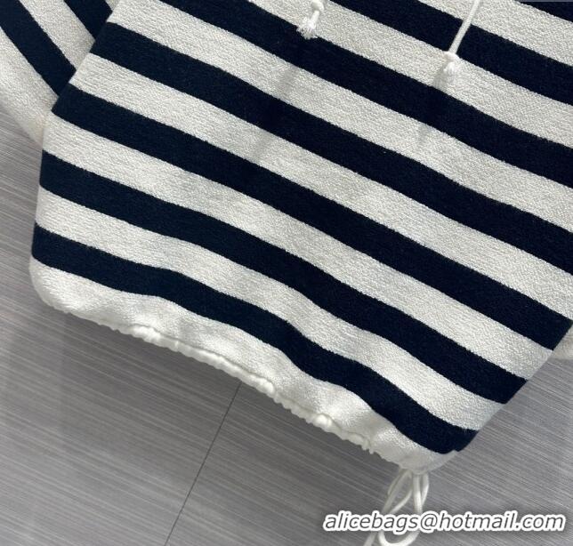 Big Discount Dior Knit Short-sleeved Sweater D051725 White/Black 2024