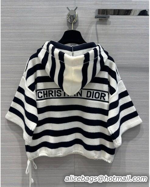 Big Discount Dior Knit Short-sleeved Sweater D051725 White/Black 2024