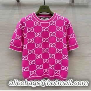 New Design Gucci GG Short-sleeved Sweater G051733 Pink 2024